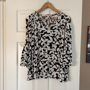 Terra & Sky Black and White Abstract Blouse